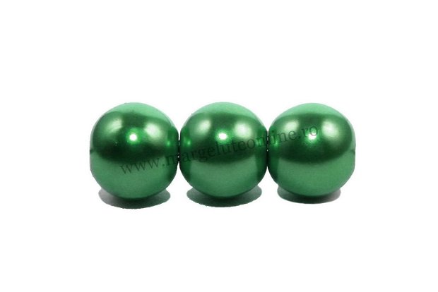 Perle din sticla, 8 mm, verde inchis