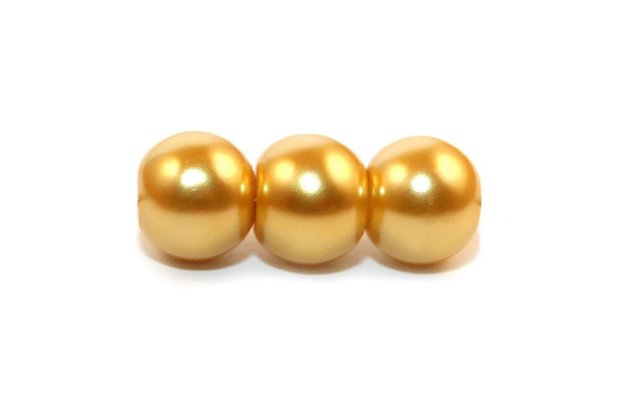 Perle din sticla, 8 mm, auriu deschis