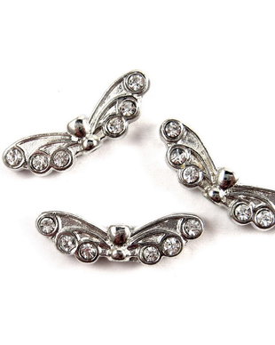 Distantiere cu strasuri, fluture, 3 siruri, 7x22 mm