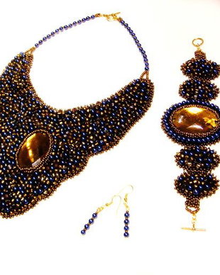 Set " perle albastru indigo"