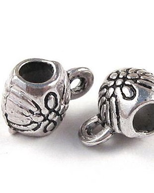 Margele din metal, cu agatatoare, 9x6 mm