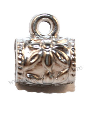 Margele din acril, argintii, butoias, 10x8 mm