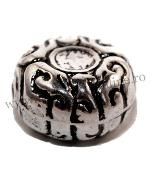 Margele din acril, antique silver, rotund plate, 17x10 mm