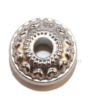 Margele din acril, argintii, rotund plate, 12x10 mm