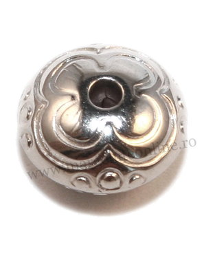 Margele din acril, argintii, rotund plate, 11x7 mm
