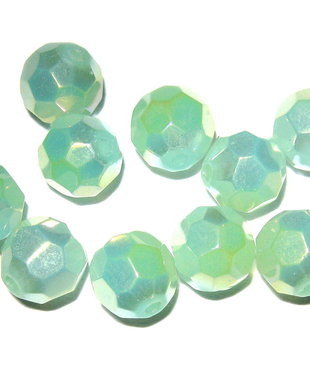 Cristale din sticla, rotunde, electro, opace, 8 mm, verde deschis