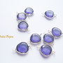 Link din sticla mov fatetata in rama argintie 4x14.5x20 mm