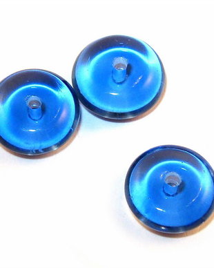 Margele din sticla, rotund plate, 10x5 mm, albastre