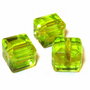 Margele din sticla, cub, 8 mm, vernil
