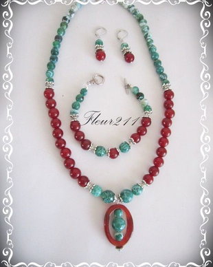 SET- CARNEOL SI AGATE CRABFIRE VERZI