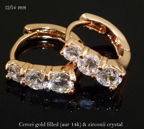 CERCEI/BAZA GOLD FILLED&ZIRCONII 12/14 MM REZERVAT!