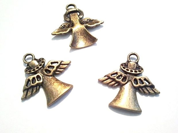 1b charm / pandantiv finisaj bronz , ingeras 23x22mm (BZ0039)