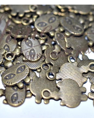 Charm pisica, bronz antichizat, 18.5x12.5mm