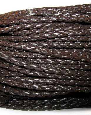Snur din imitatie de piele, maro inchis, 3 mm
