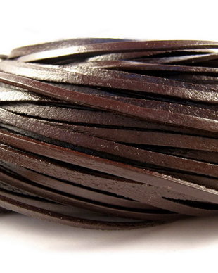 Snur din piele naturala, maro inchis, 3x1.5 mm