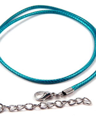 Snur din imitatie de piele, 46 cm, albastru