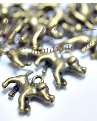Charm catel, bronz antichizat, 16.5x14.5mm