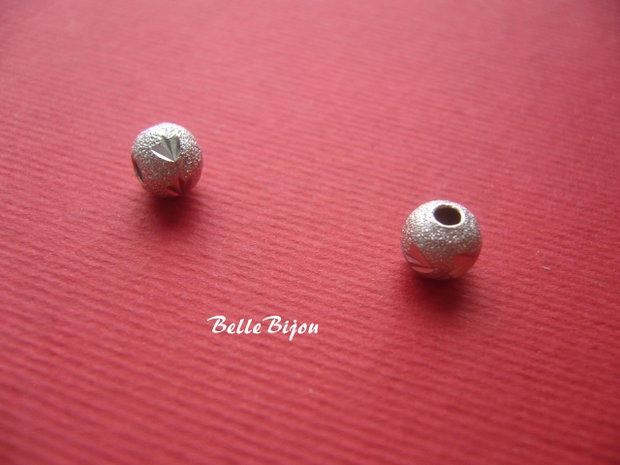 Margele stardust gravate din argint rodiat aprox 6 mm diametrul
