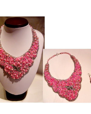 Set " broderie de perle roz"