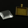 984 Set baza pandantiv finisaj bronz si cachochon sticla 25mm