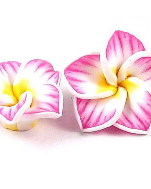 Margele din polimer, 20x8 mm, floare roz