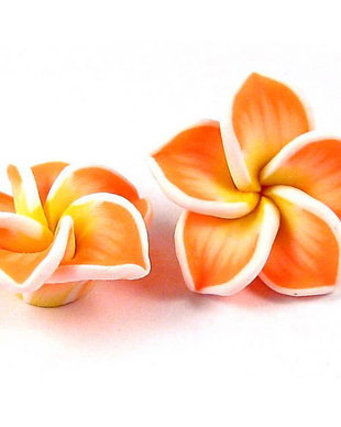 Margele din polimer, 20x8 mm, floare portocalie