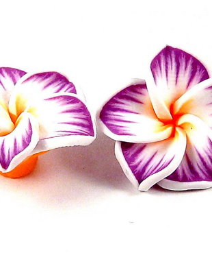 Margele din polimer, 20x8 mm, floare mov