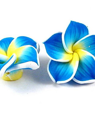 Margele din polimer, 20x8 mm, floare albastra