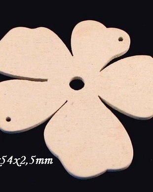 4075 - (6buc) Pandantiv lemn floare alb