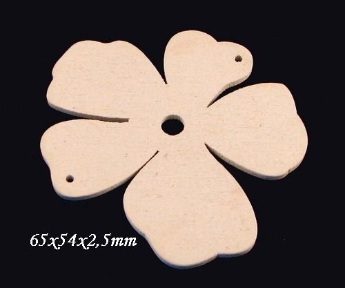 4075 - (6buc) Pandantiv lemn floare alb