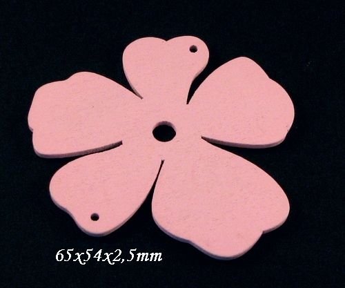 4074 - (10buc) Pandantiv lemn floare roz deschis