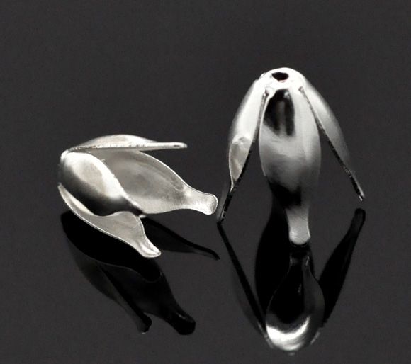 2b element decorativ placat argint floare 13x8mm (SP0116)