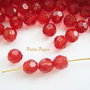 (10 buc) Cristale fatetate rosii din acril de aprox 6 mm