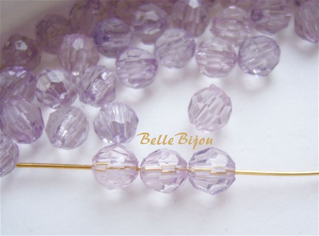 (10 buc) Cristale fatetate lila din acril de aprox 6 mm