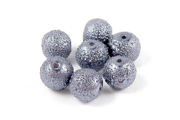 Perle creponate, 6 mm, gri