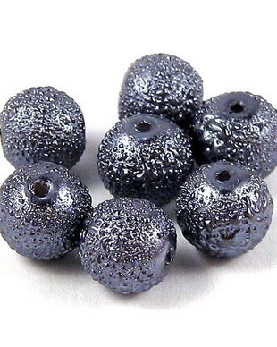 Perle creponate, 8 mm, gri inchis