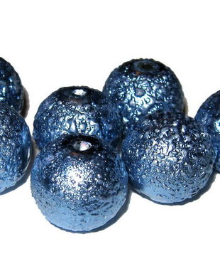 Perle creponate, 12 mm, albastre