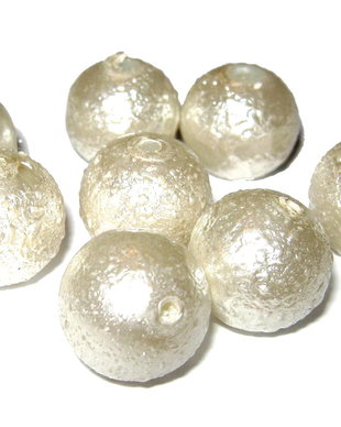 Perle creponate, 12 mm, albe