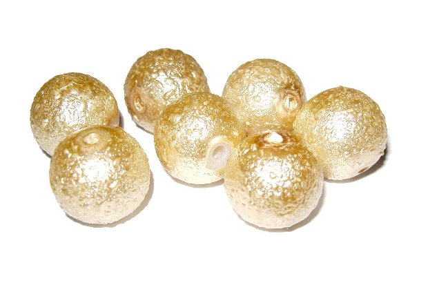 Perle creponate, 12 mm, bej