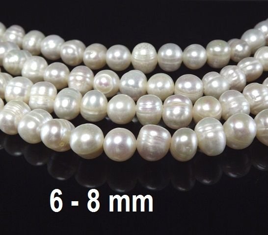 Perle naturale, 6-8 mm