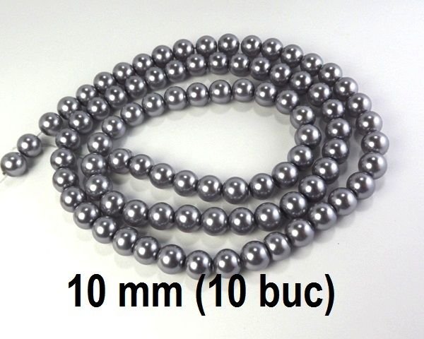 Perle de sticla, 10 buc,10 mm, PS10-GR