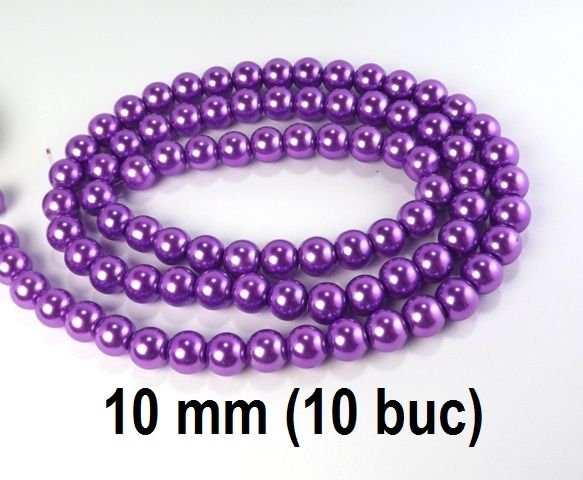Perle de sticla, 10 buc,  PS-MS, 10 mm
