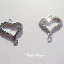 Link inima stilizata din argint 925 cu cristale din sticla 1.5x16x19 mm