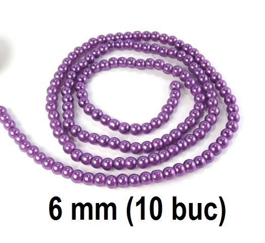 Perle de sticla, 10 buc, 6 mm, PS-MV