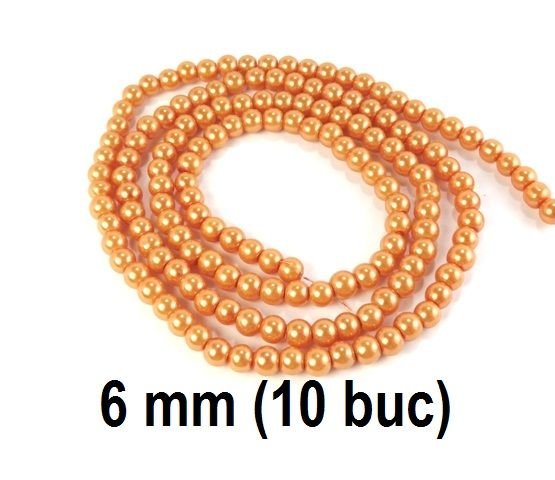 Perle de sticla, 10 buc, 6 mm, PS-OC
