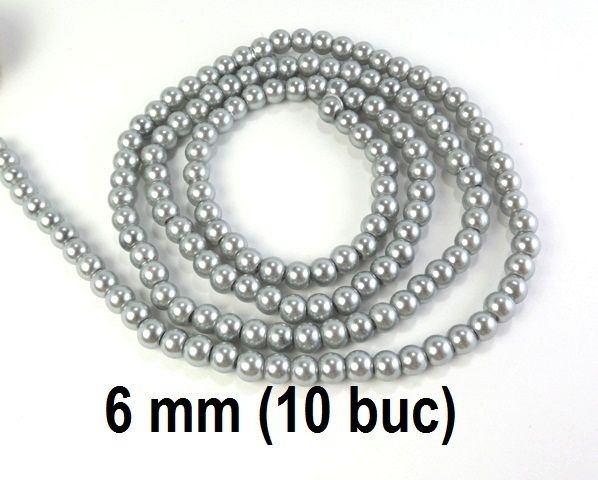 Perle de sticla, 10 buc, 6 mm, PS-G