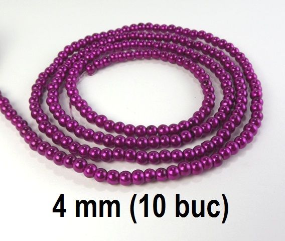 Perle de sticla, 10 buc, 4 mm