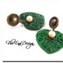 F1036 - Cercei jad perle bronz