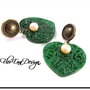 F1036 - Cercei jad perle bronz