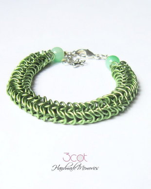 Bratara chainmail verde
